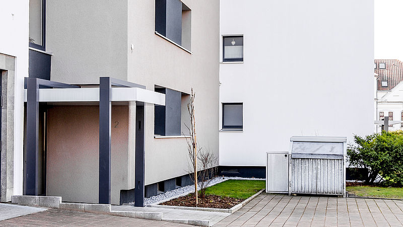 Fassadensanierung, Fassadenanstrich und Dämmung mit WDVS eines Mehrfamilienhauses in Herne